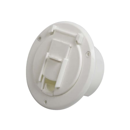 Superior Electric Basic Round Electric Cable Hatch with Back for 30 Amp Cord - White RVA1570